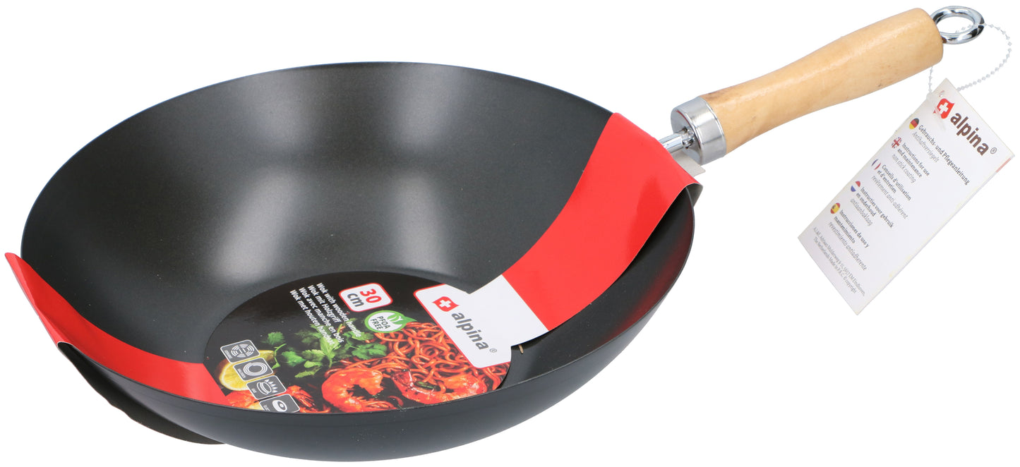 Wok & Wooden Handle Ø30Cm