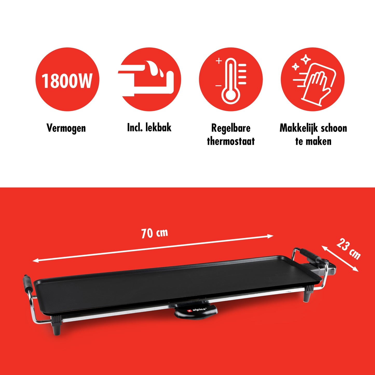 Grill Teppanyaki 1800W 70X23Cm