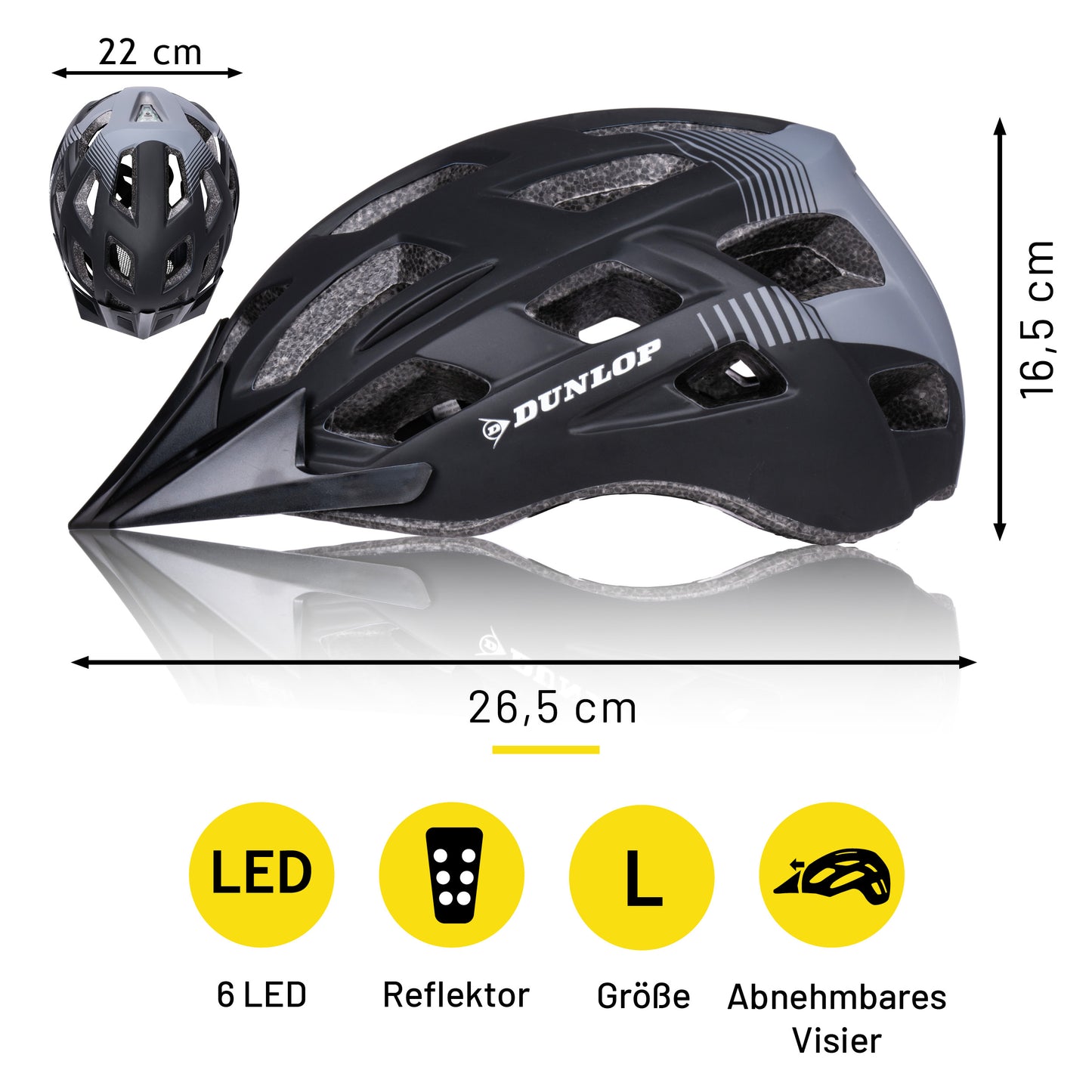 Fietshelm L Met Vizier & Led