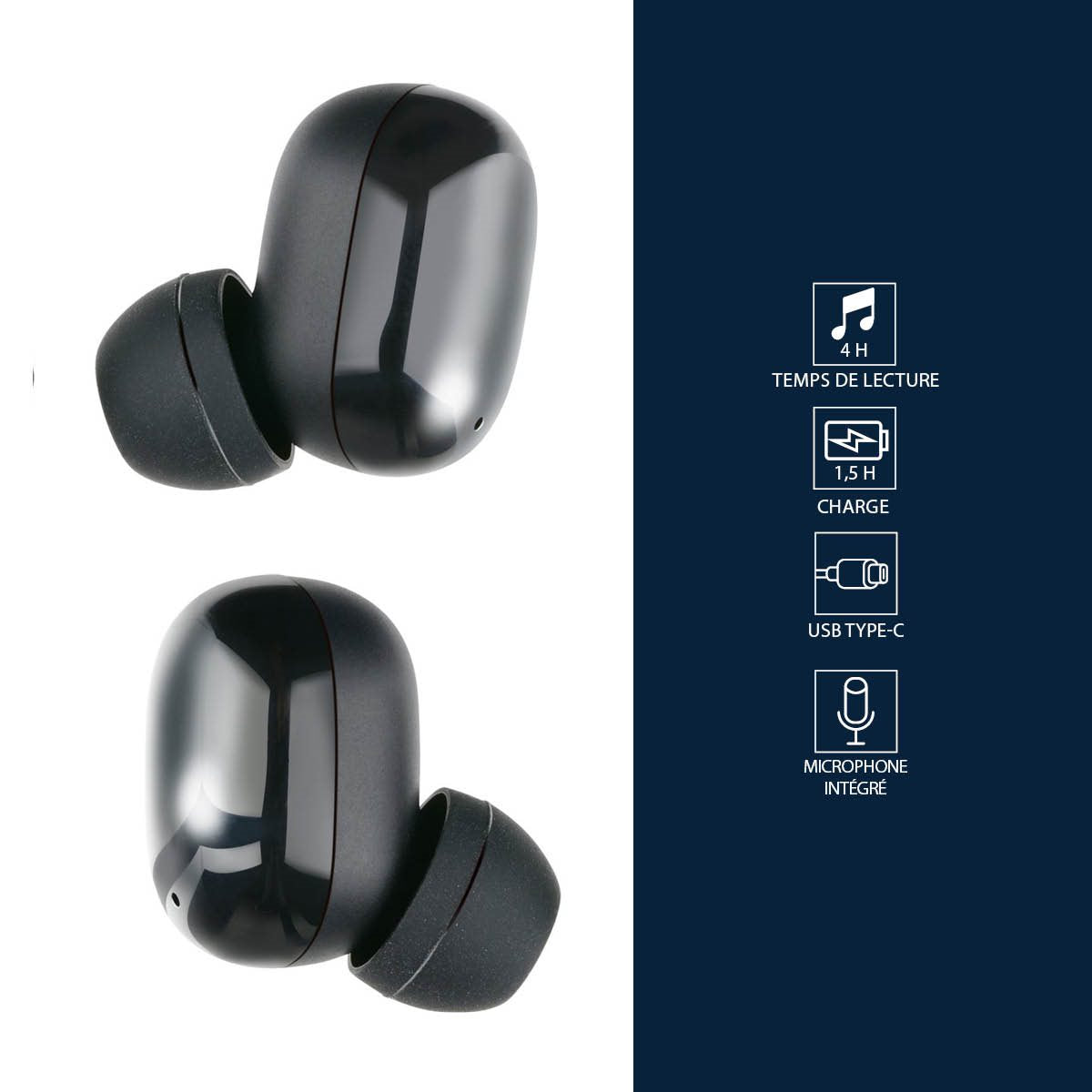 Earbuds Stereo Tws Black