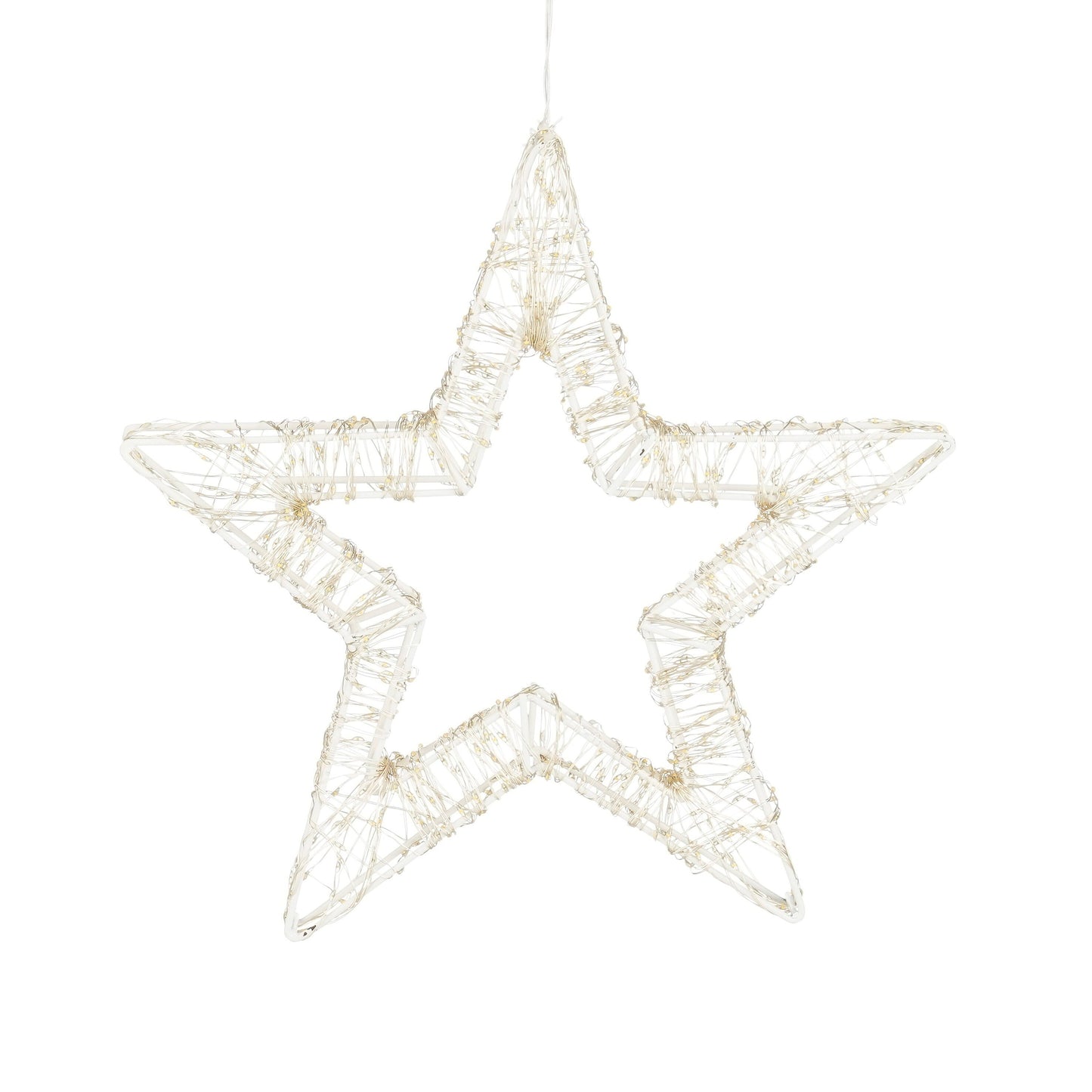 Hanging Star With Warm White Led Lighting - Ø36 Cm - Metal - White