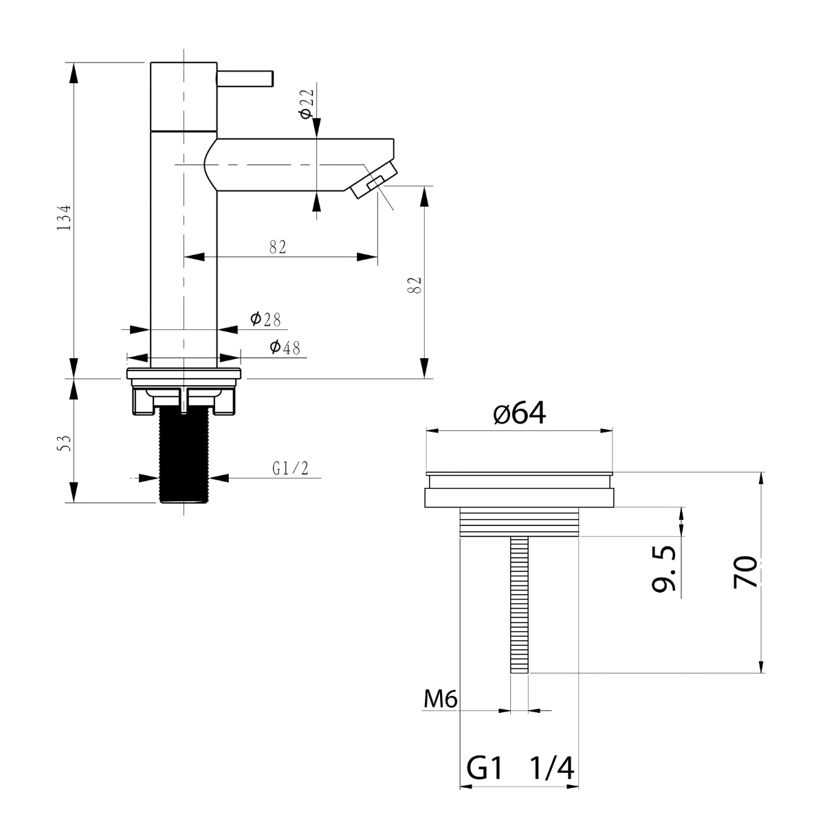 Force Fonteinset - Keramiek - Kraan Recht Mat Zwart - 40 X 22 X 11.5 Cm