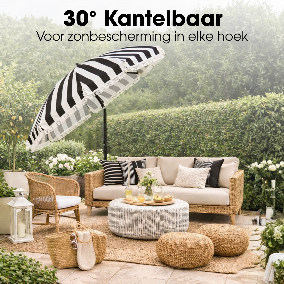 Parasol Osborn Zwart - H238 X Ø220 Cm