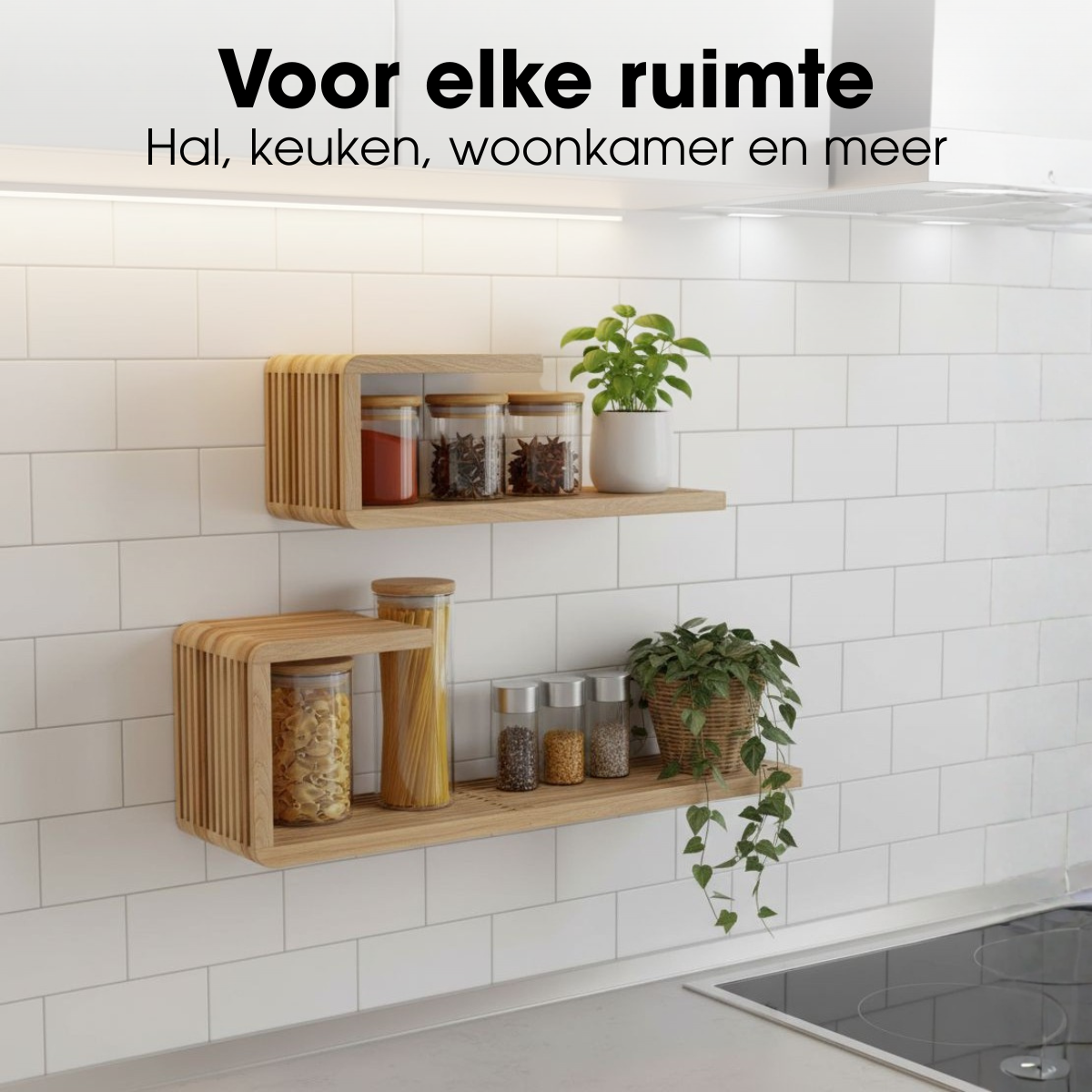 Josha Wandplank - Set Van 2 - L80 X B21 X H20 Cm - Bruin