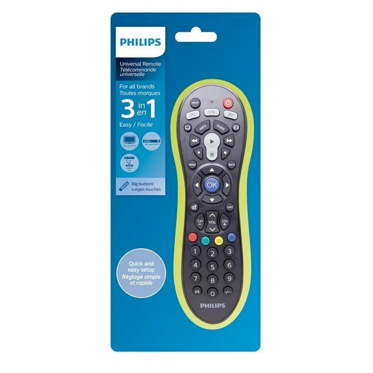 Philips - Universele Afstandsbediening - Srp3013/10 - 3-In-1 - Leer Functie - Ruime Ir-Code Bibliotheek - Smart Tv