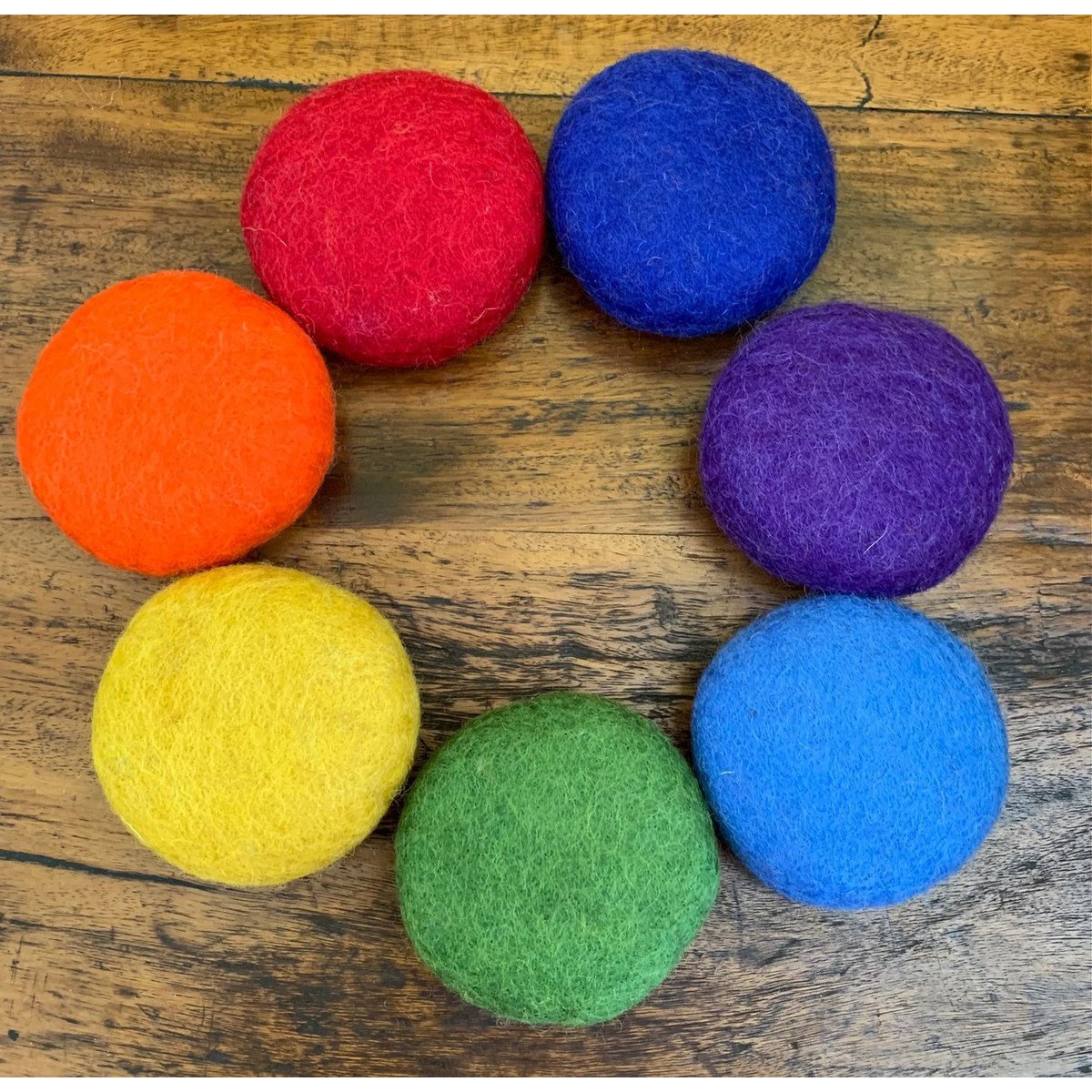 Rainbow 5Cm Felt Balls/7Pc