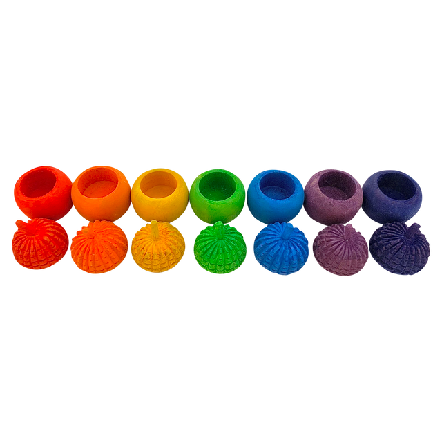 Mini Rainbow Acorn Pots/7Pc