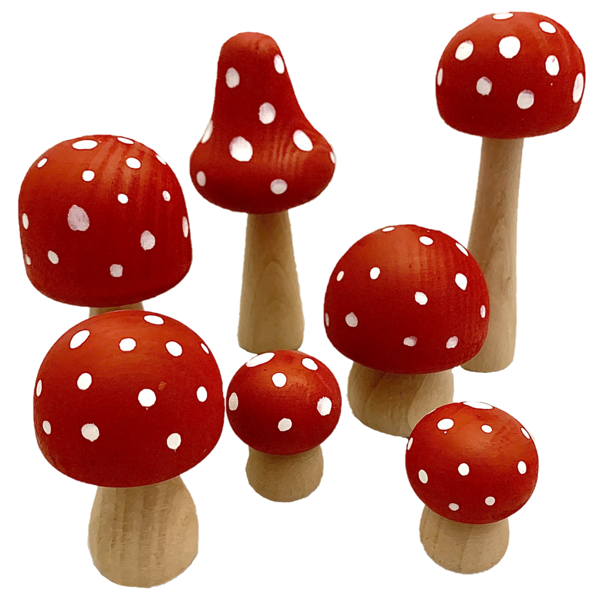 Mushrooms Red/White Dots/7Pc