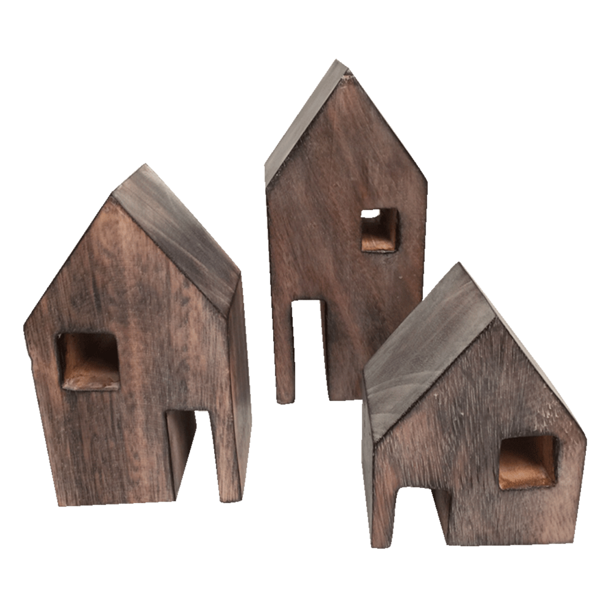 Wood Block Houses/3Pc