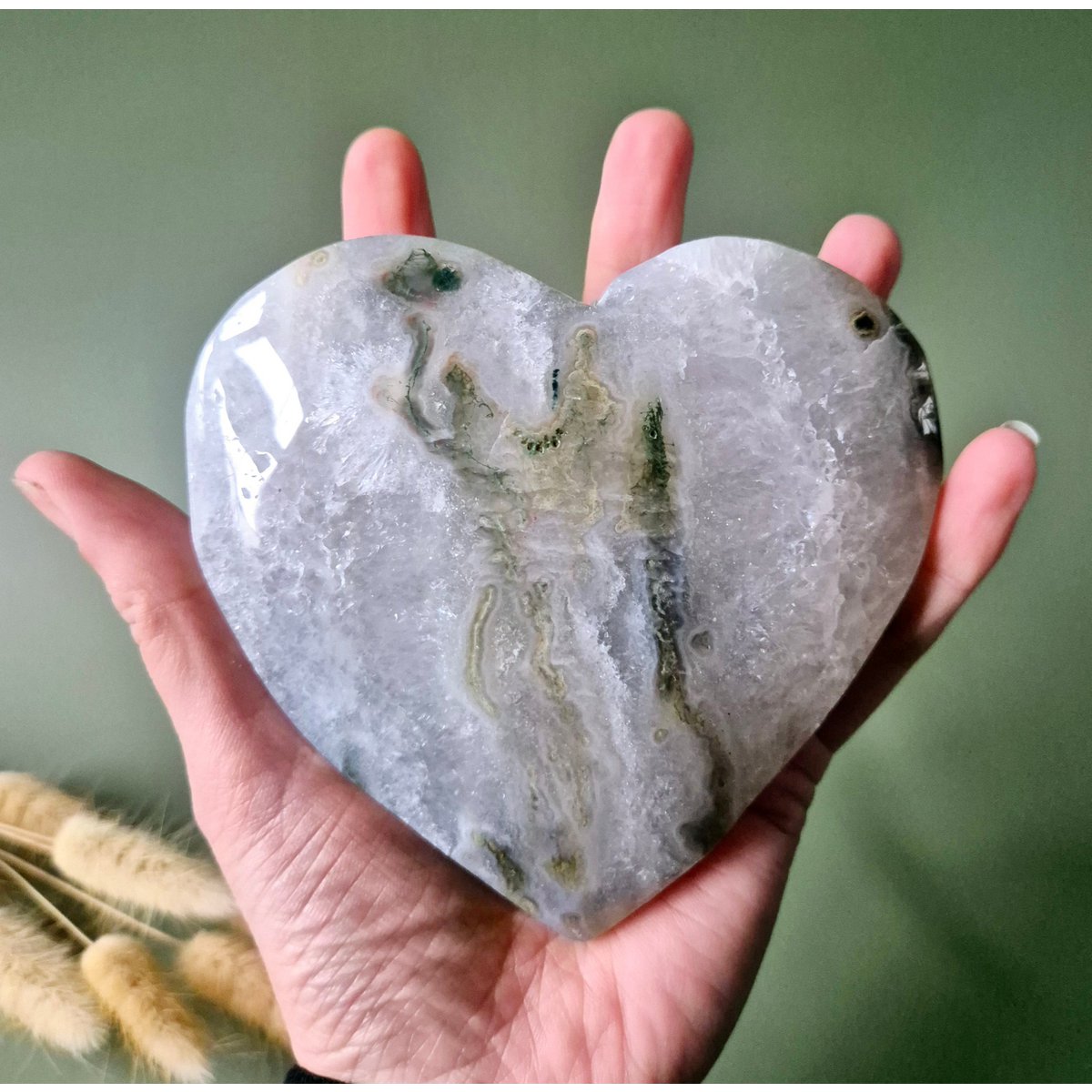 Druzy Mosagaat Hart Op Metalen Standaard – Perfect Voor Valentijn #32 497Gram