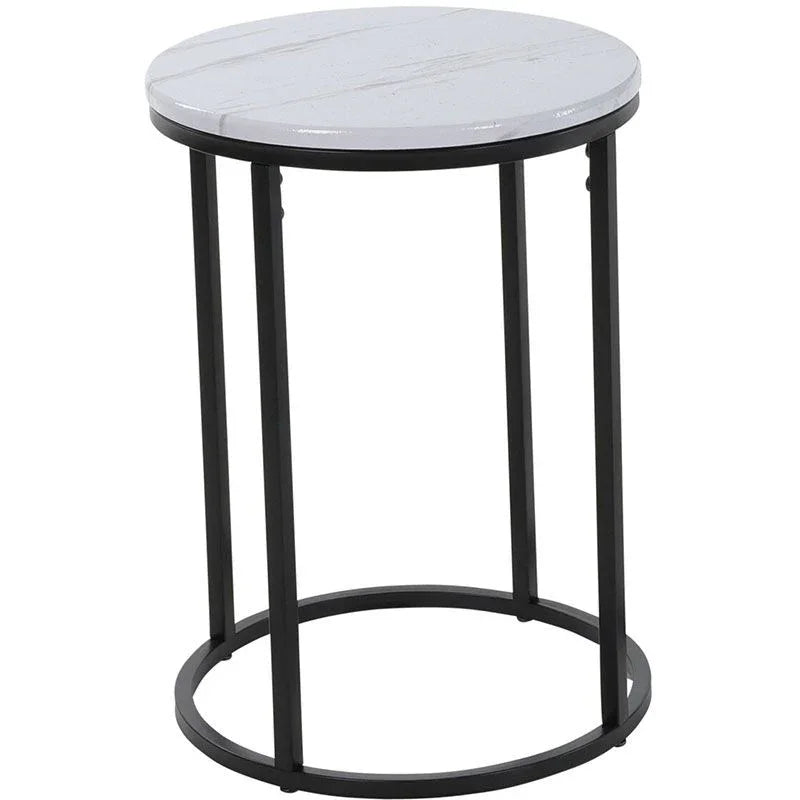 Trends4You Bijzettafels - Marmerlook - Wit - 40Xh50 En 30Xh40 Cm