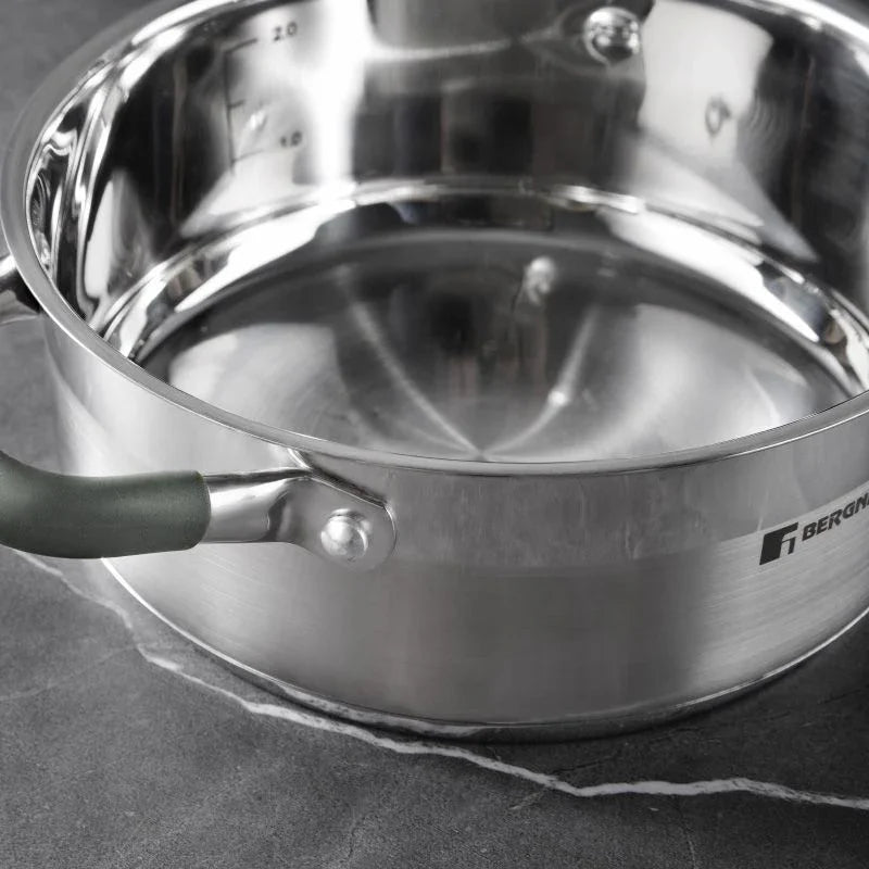 Bergner Midnight Rvs Kookpan Met Deksel - Inductie - 20Cm - 2.3L