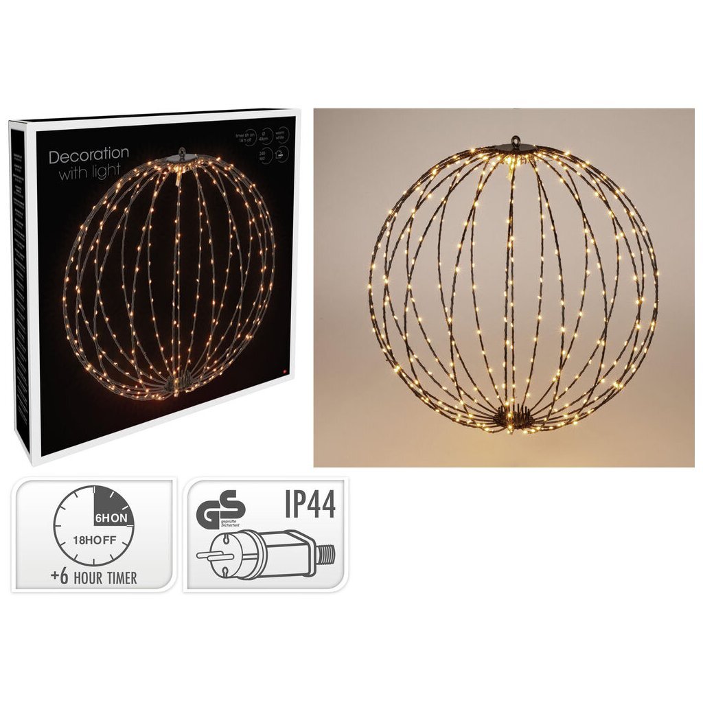 S.i.a. Decoratie Led Bal 40 Cm 240 Led'S Warm Wit Zwart