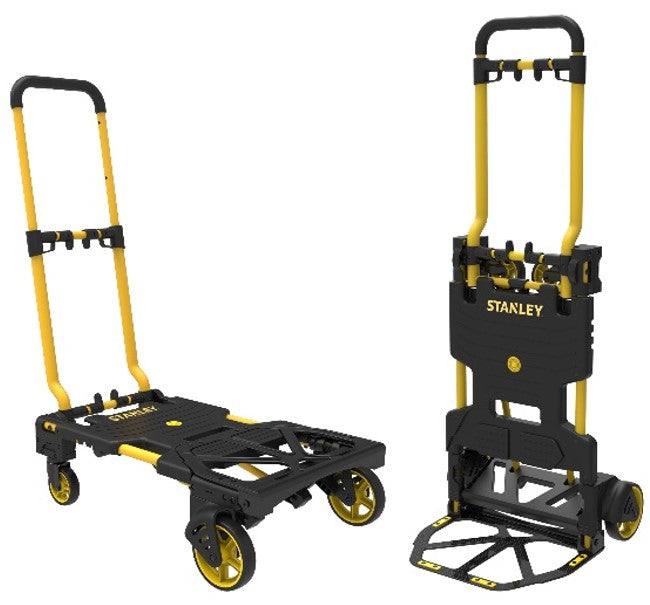 Stanley 2-In-1 Steekwagen En Transportkar - Sxwtd-Ft585 - Laadcapaciteit Tot 137 Kg - Opvouwbare Plateauwagen - Multifunctioneel - Zwart/Geel