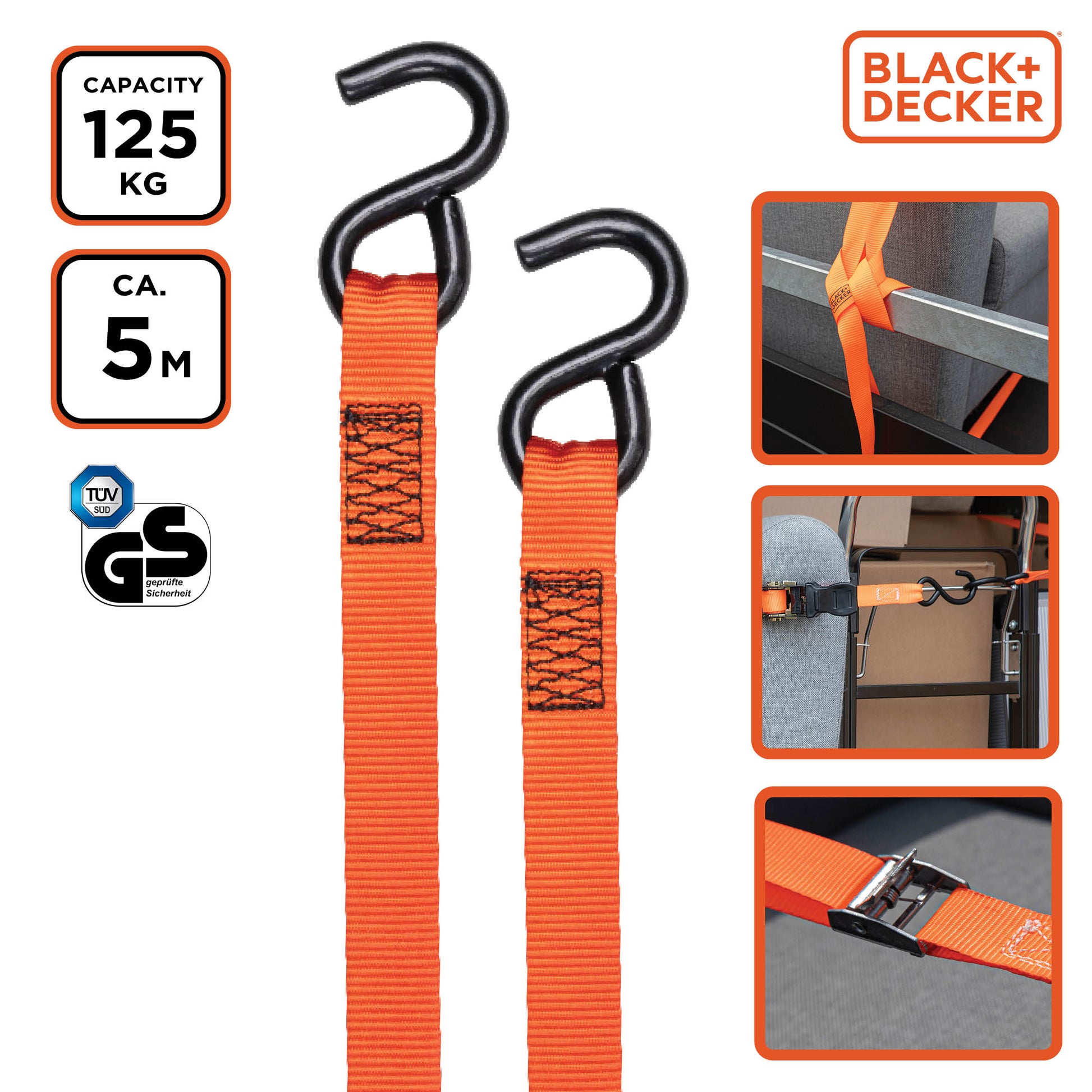 Tie Down Ratchet And Hooks 350Kg 5M