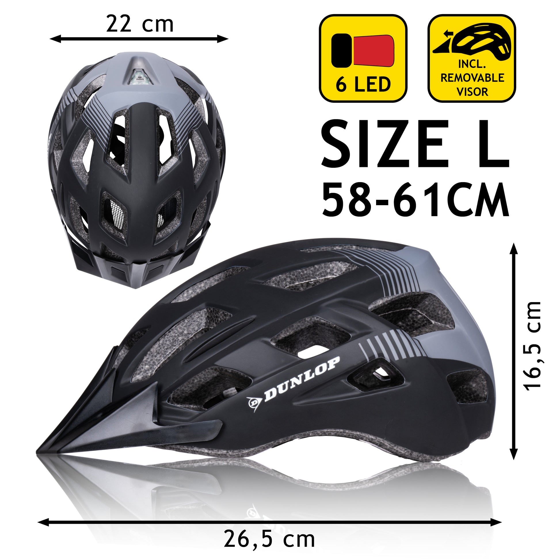 Fietshelm L Met Vizier & Led