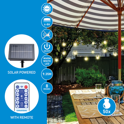 Solar Bulb 50Pc String Warm White Led