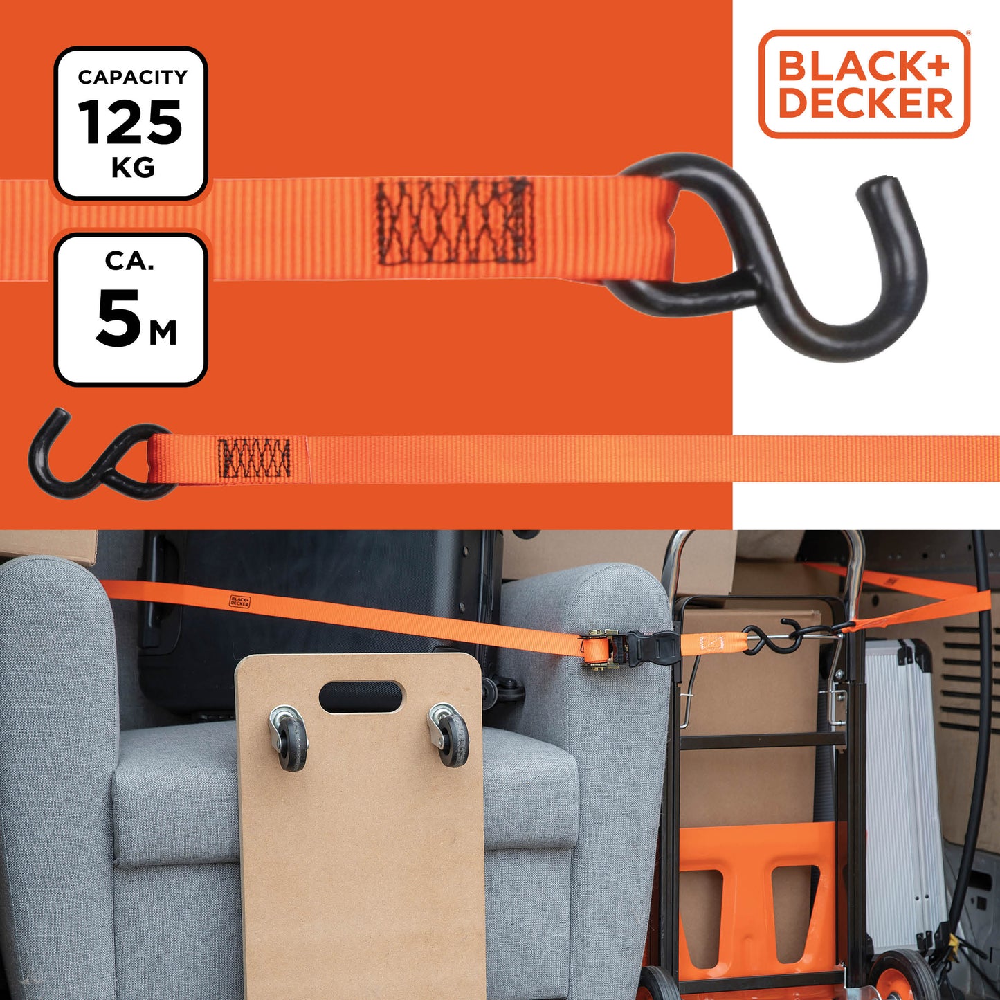Tie Down Ratchet And Hooks 350Kg 5M