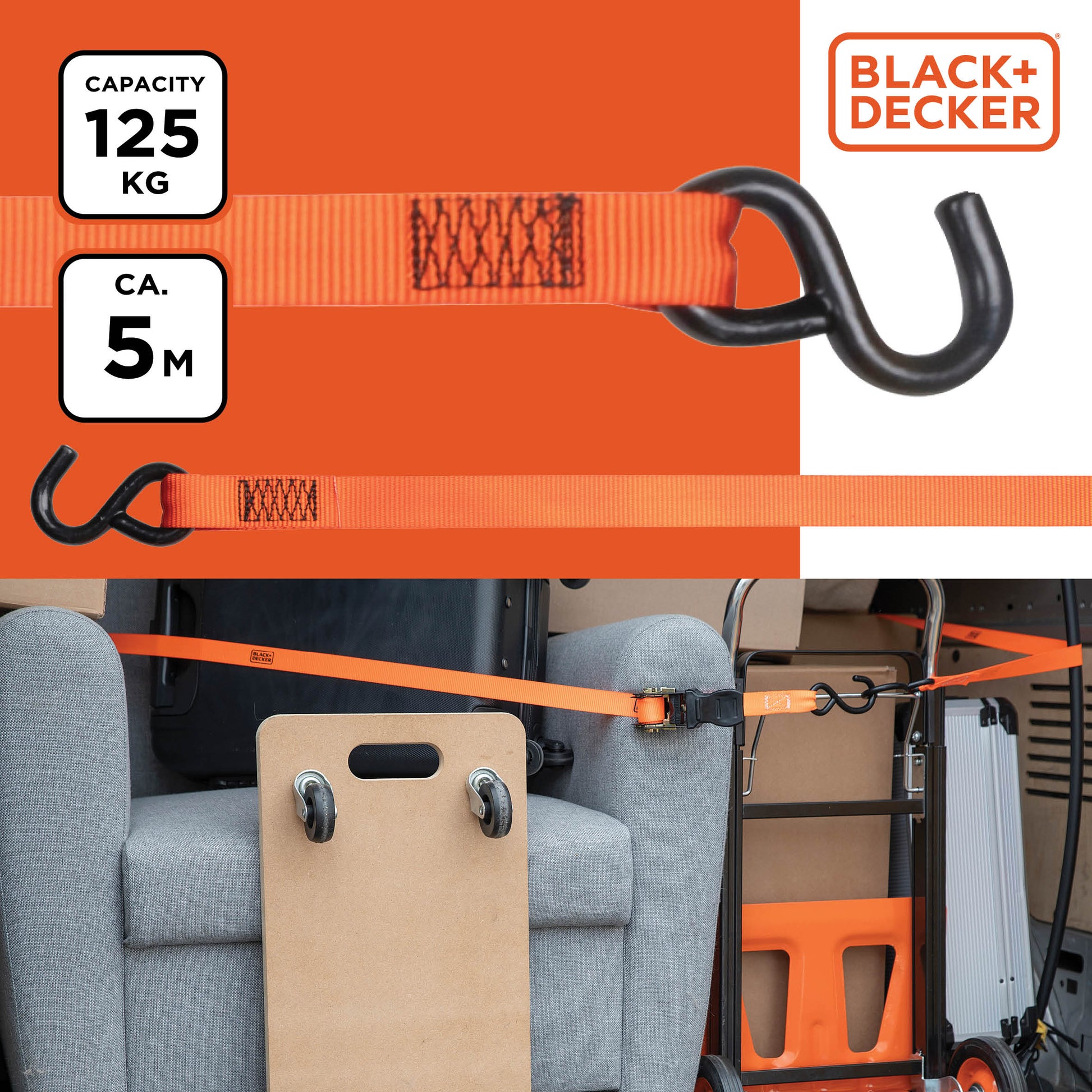 Tie Down Ratchet And Hooks 350Kg 5M