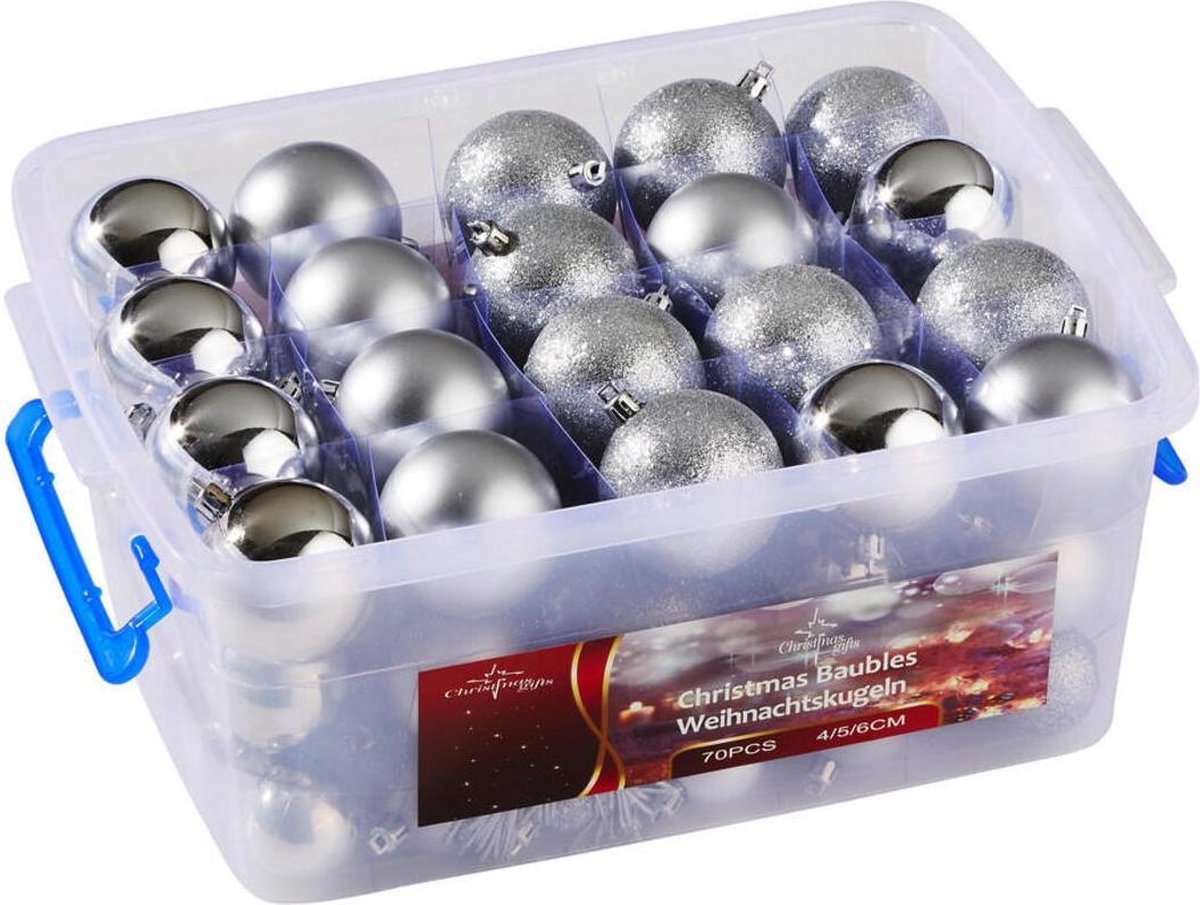 Xmas Bauble (70) Ass Silver Pl