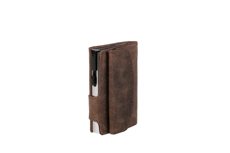 Juscha Ju-962305 Pasjeshouder Clicksafe Rfid Jachtleer Br/Zi 8 Pasjes Met Opbergvak Voor Muntgeld