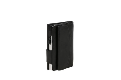 Juscha Ju-962201 Pasjeshouder Clicksafe Rfid Nappaleer Zw/Zi 8 Pasjes Met Opbergvak Voor Muntgeld