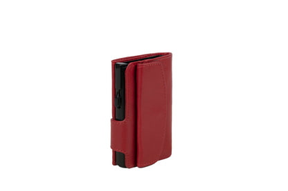 Juscha Ju-961203 Pasjeshouder Clicksafe Rfid Nappaleer Ro/Zw 8 Pasjes Met Opbergvak Voor Muntgeld