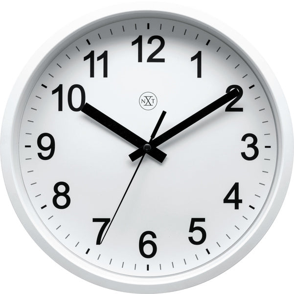 Nextime Nx-7307Wi-V2 Wandklok Nxt Diam. 25,5 Kunststof Wit, Witte Wijzerplaat