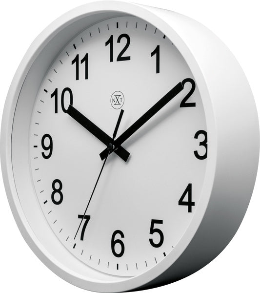 Nextime Nx-7307Wi-V2 Wandklok Nxt Diam. 25,5 Kunststof Wit, Witte Wijzerplaat