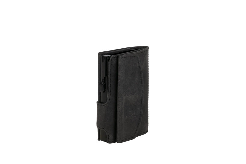 Juscha Ju-961301 Pasjeshouder Clicksafe Rfid Jachtleer Zw/Zw 8 Pasjes Met Opbergvak Voor Muntgeld