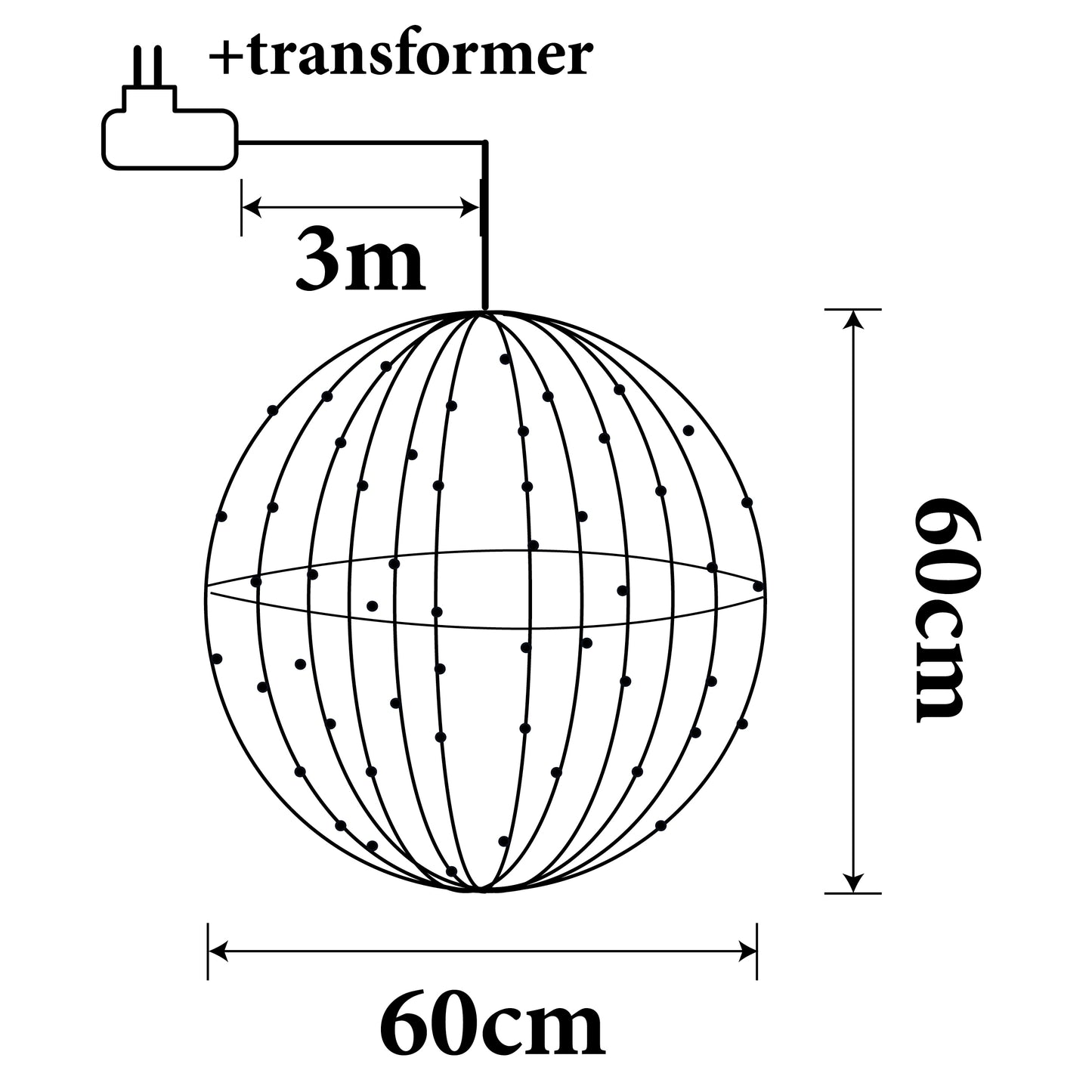 Ball Warm White 400Led 60Cm