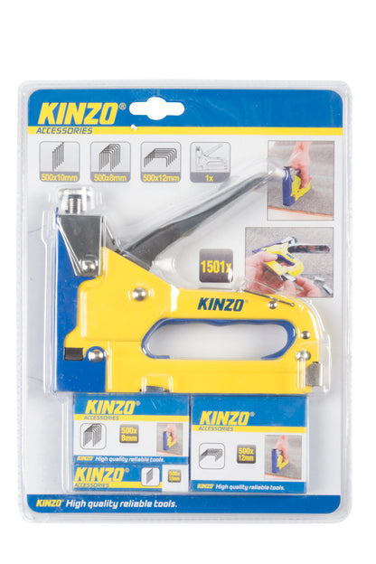 Kinzo Tacker Nietmachine - Incl. 1500 Spijkers En Nieten - Voor Vloerbedekking En Hout - Traploos Instelbaar