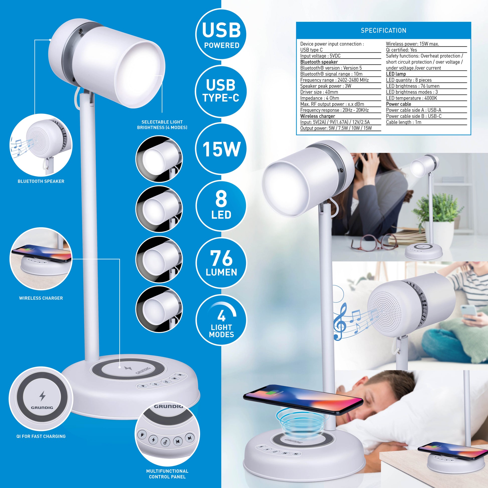 Lamp Desk Led 3-In-1 Dim Wht