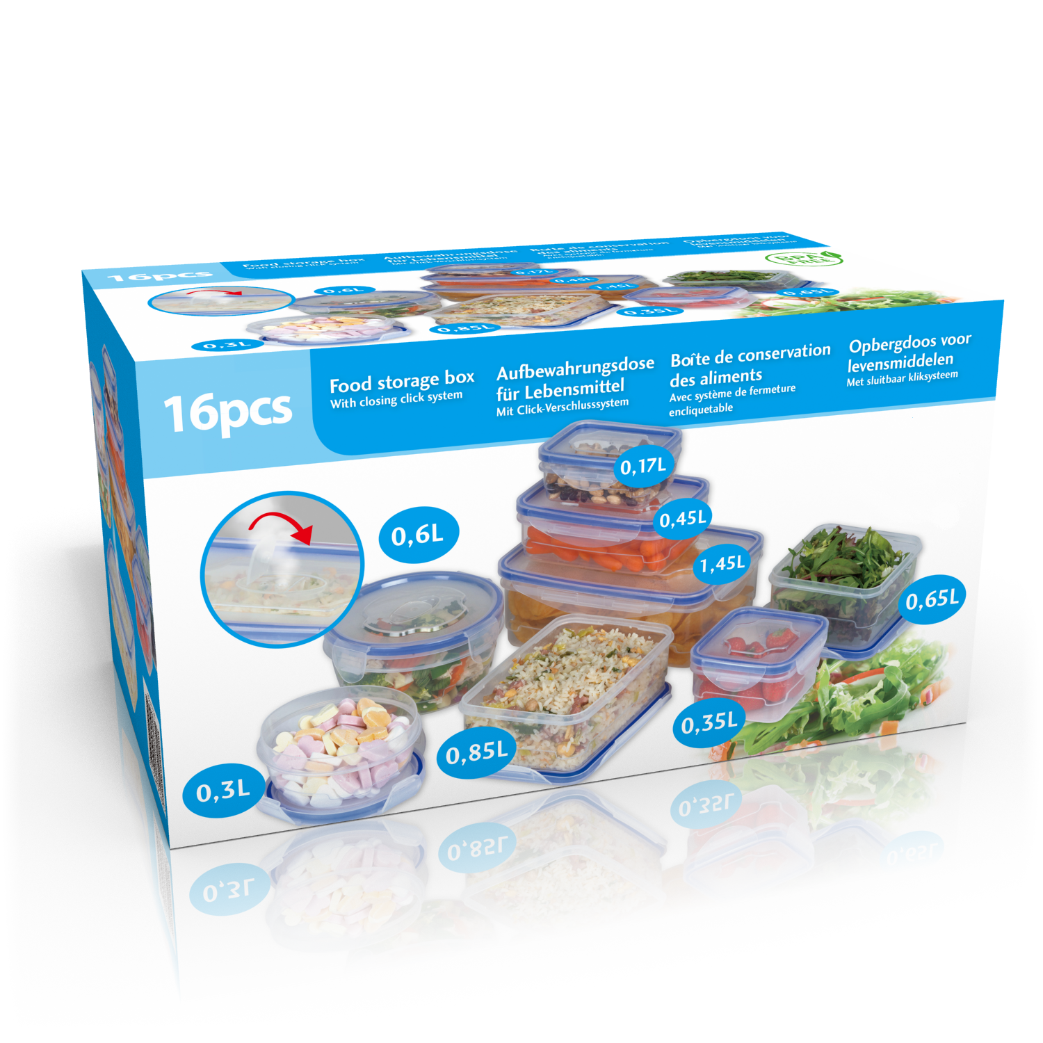 Storage Box Food 16Pcs Pp