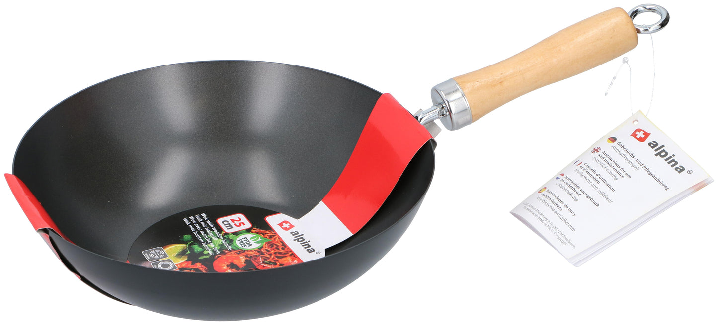 Wok W/Wood Handle Ø25X7Cm
