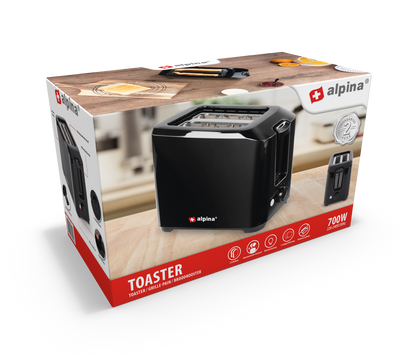 Toaster 700W  Pl Black