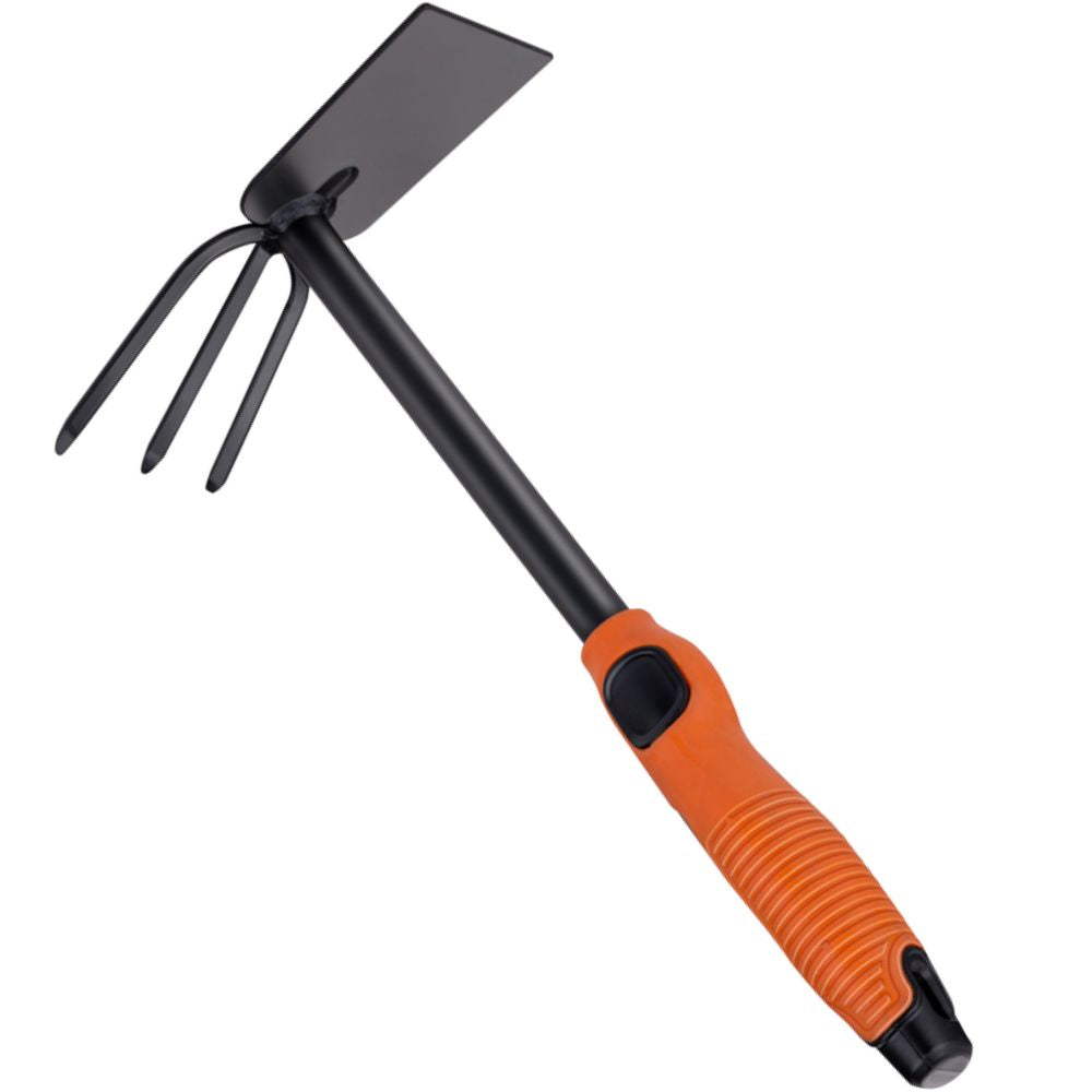 Black+Decker Dubbele Schoffel - 3 Pinnen En Hak - 30 Cm - Ergonomisch Handvat - Zwart/ Oranje