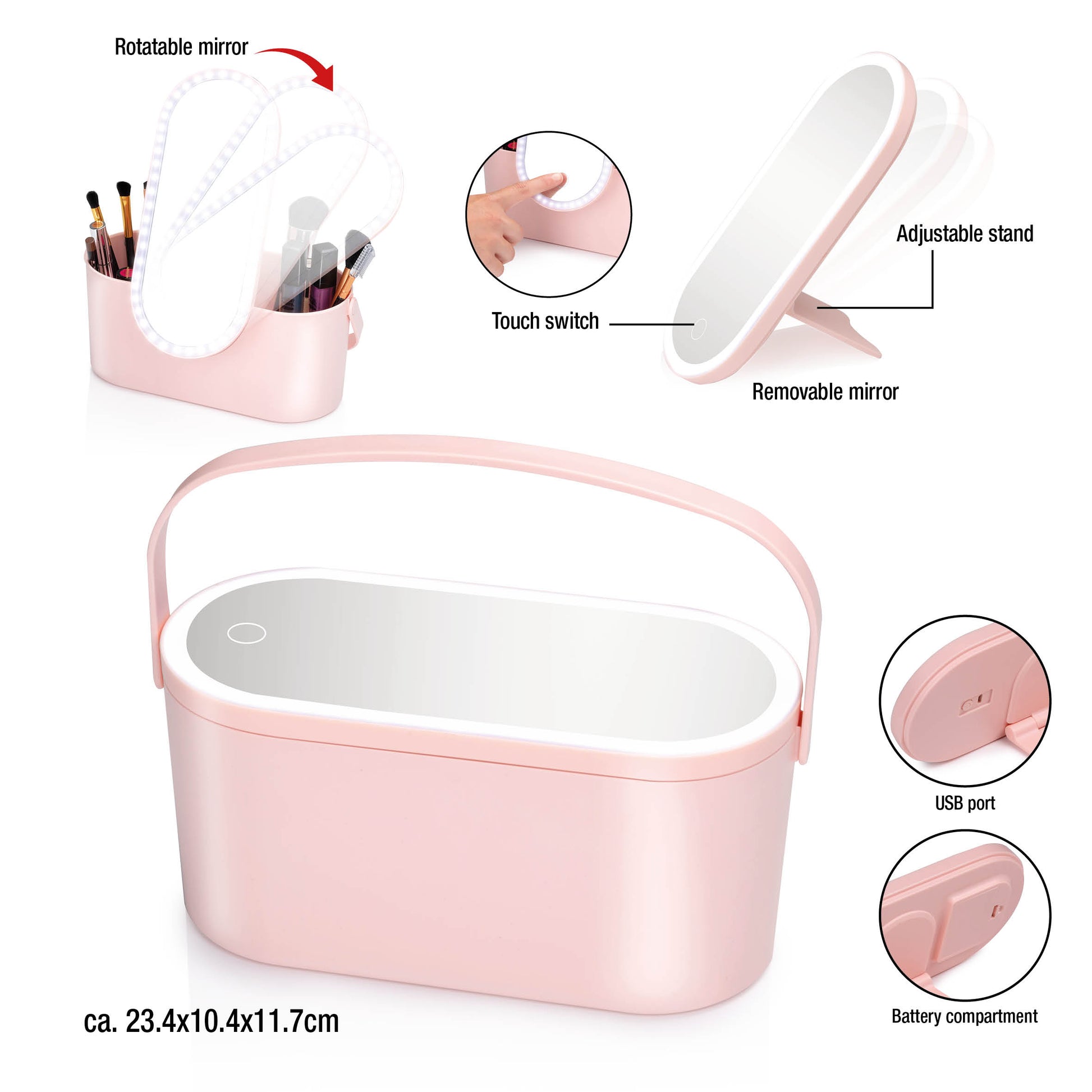 Travel Beauty Case With Led Mirror
