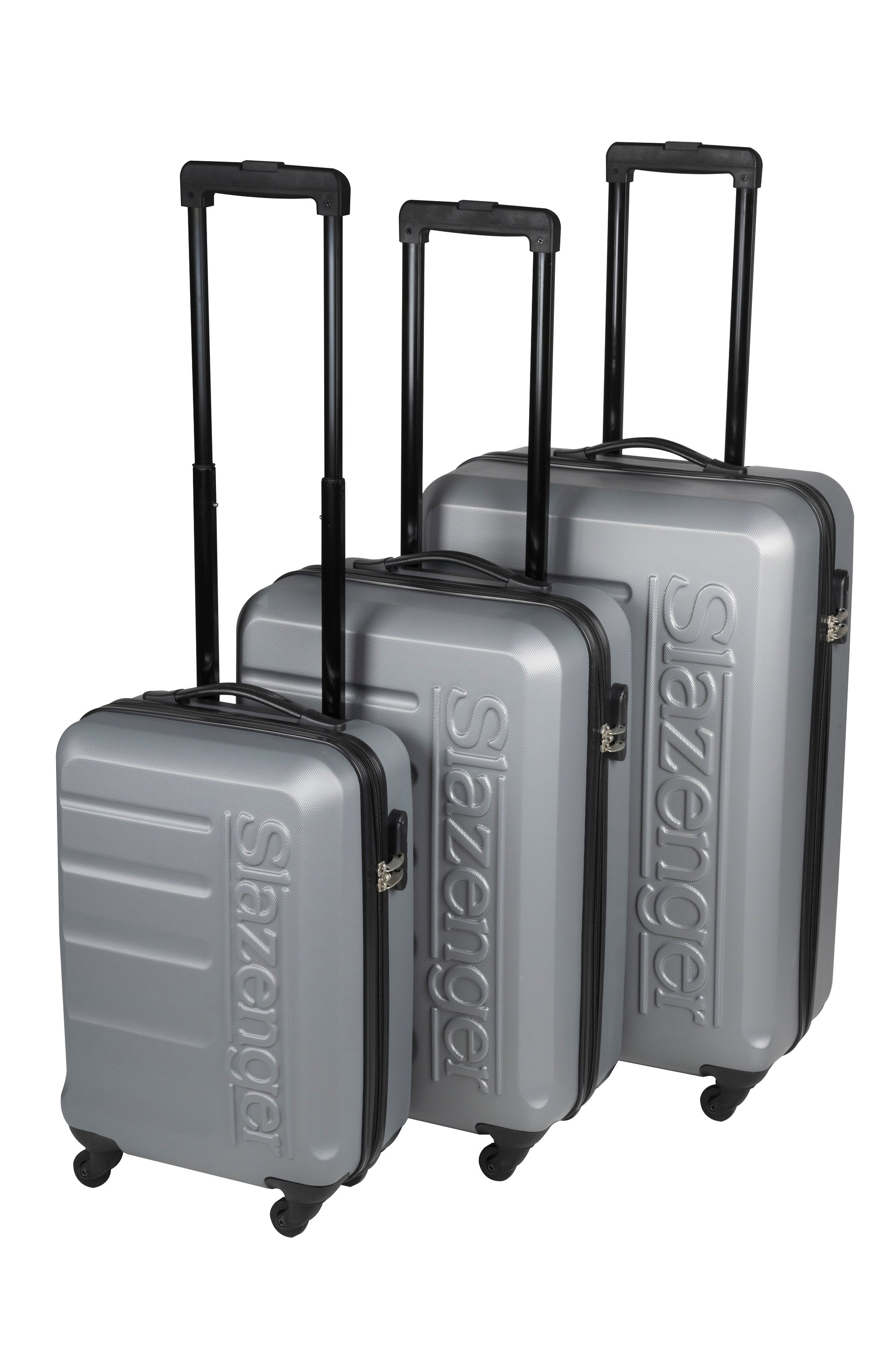 Slazenger Kofferset 3 Delig - Kofferset Met Handbagage Trolley, Grote Koffer En Ruimbagage Koffer - Hardcase Koffer Set - S, M En Grote Reiskoffer Met Wielen - Cijferslot Met 3-Cijferige Code - Grijs