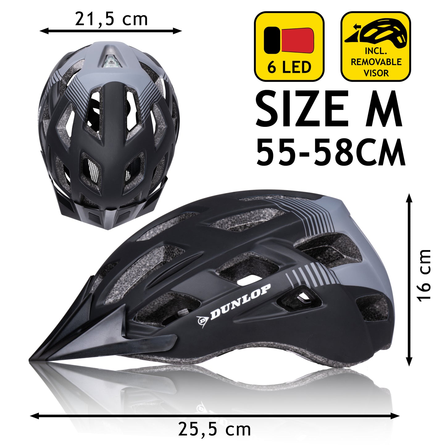 Fietshelm M Met Vizier & Led
