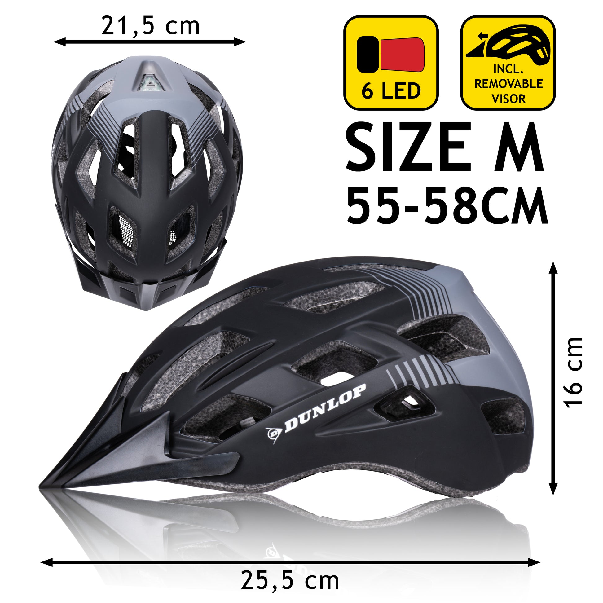 Fietshelm M Met Vizier & Led