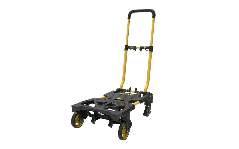 Stanley 2-In-1 Steekwagen En Transportkar - Sxwtd-Ft585 - Laadcapaciteit Tot 137 Kg - Opvouwbare Plateauwagen - Multifunctioneel - Zwart/Geel