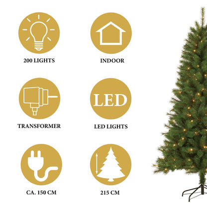 Xmas Tree Led Green 200L 215Cm