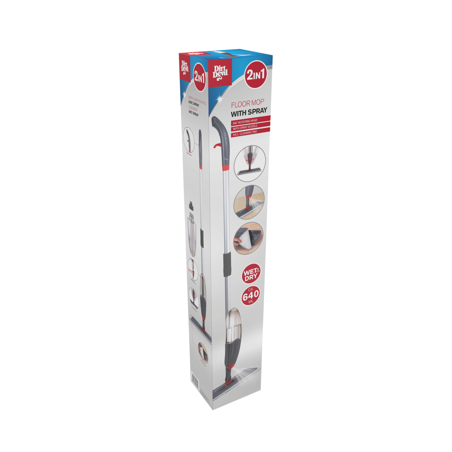 Floor Mop W/Spray 3Pc 640Ml