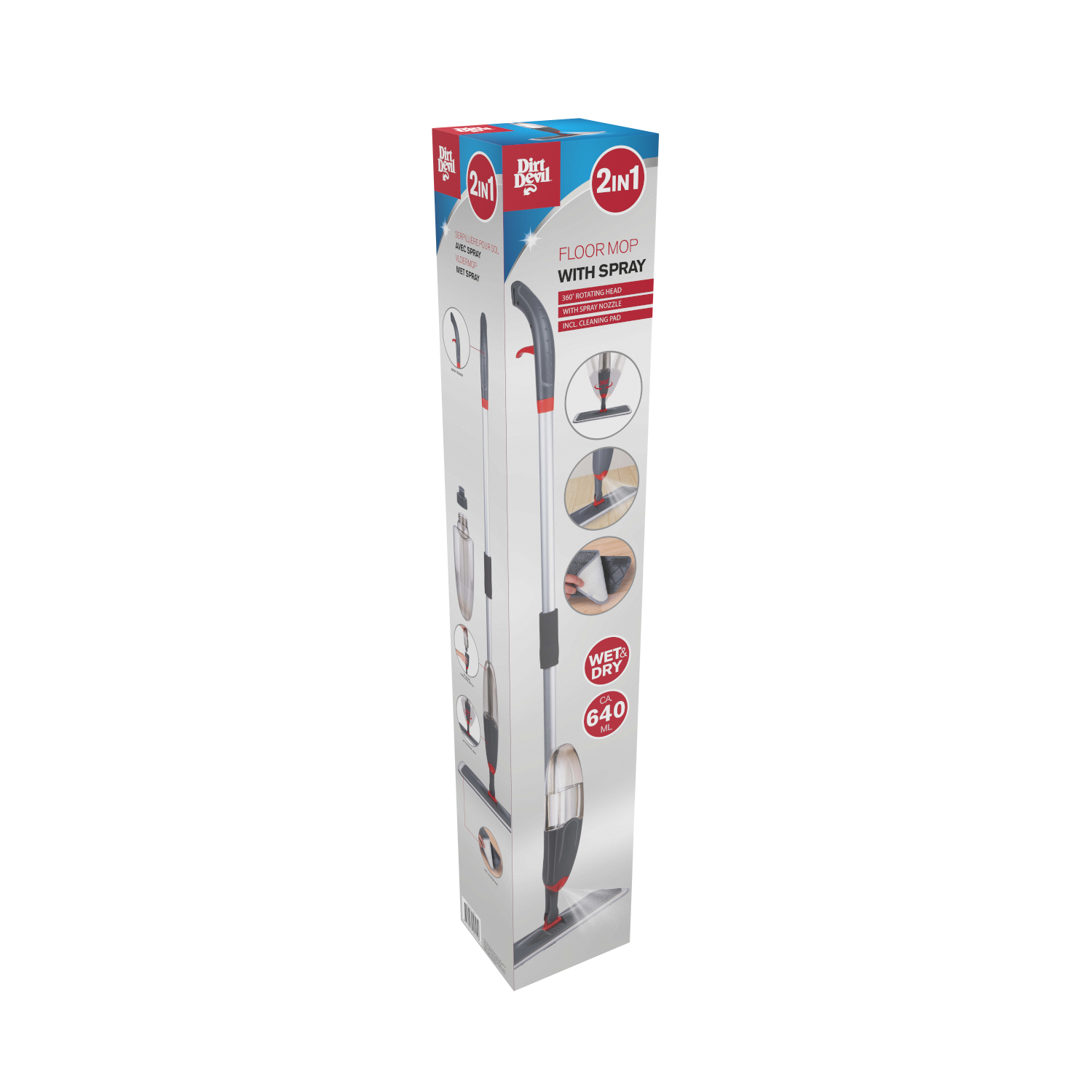 Floor Mop W/Spray 3Pc 640Ml