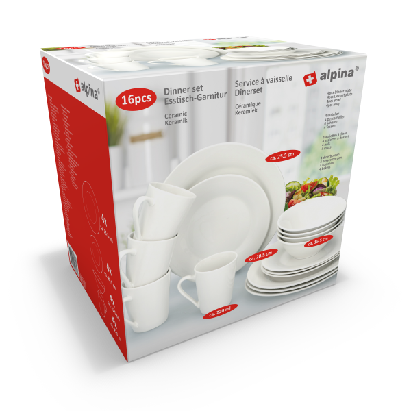 Dinerset 16Pcs Wit Sw