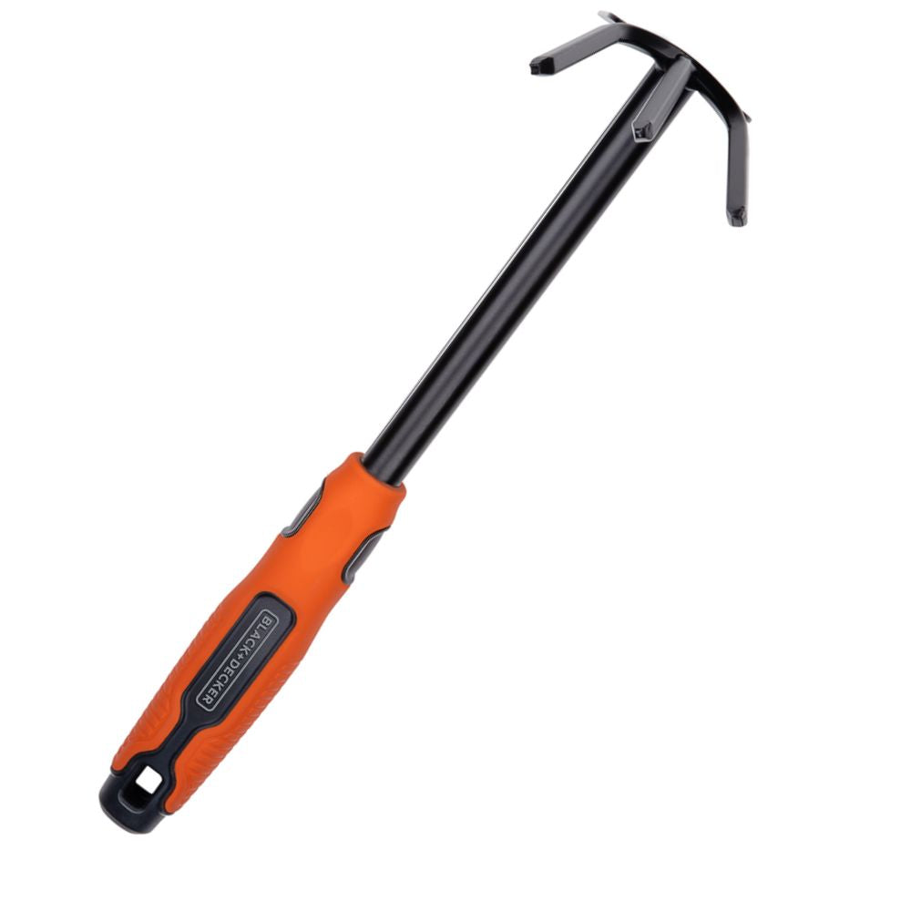 Black+Decker Dubbele Schoffel - 3 Pinnen En Hak - 30 Cm - Ergonomisch Handvat - Zwart/ Oranje