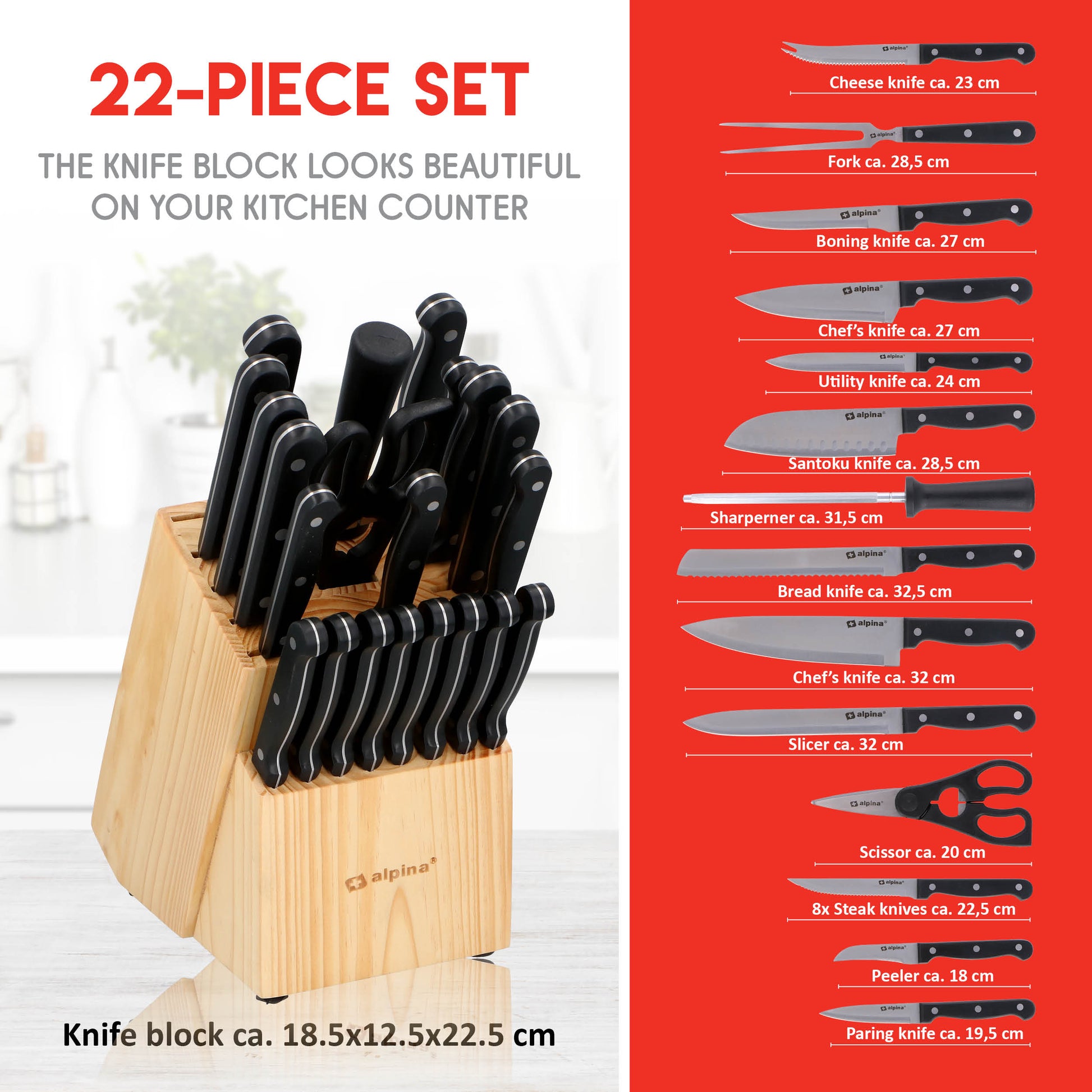 Knife 22Pc With Block