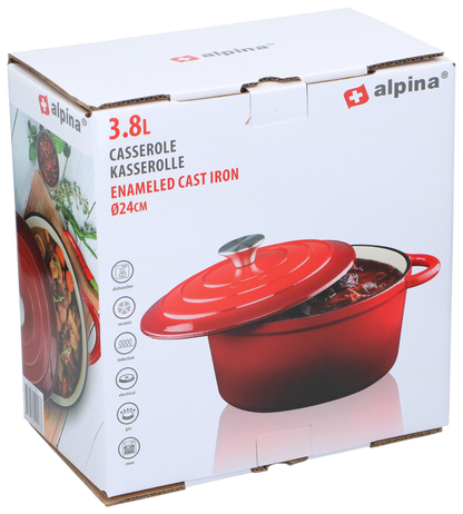 Casserole Enamel Cast Iron Red