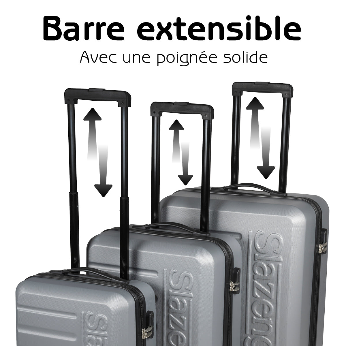 Slazenger Kofferset 3 Delig - Kofferset Met Handbagage Trolley, Grote Koffer En Ruimbagage Koffer - Hardcase Koffer Set - S, M En Grote Reiskoffer Met Wielen - Cijferslot Met 3-Cijferige Code - Grijs